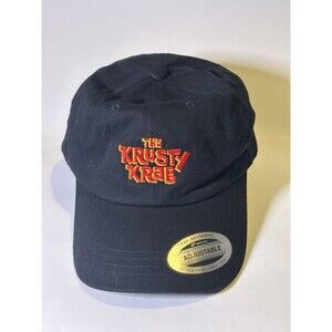 Sponge Bob Square Pants Hat ADJUSTABLE BLACK Krusty Krab Strap Back Dad Cap LOGO